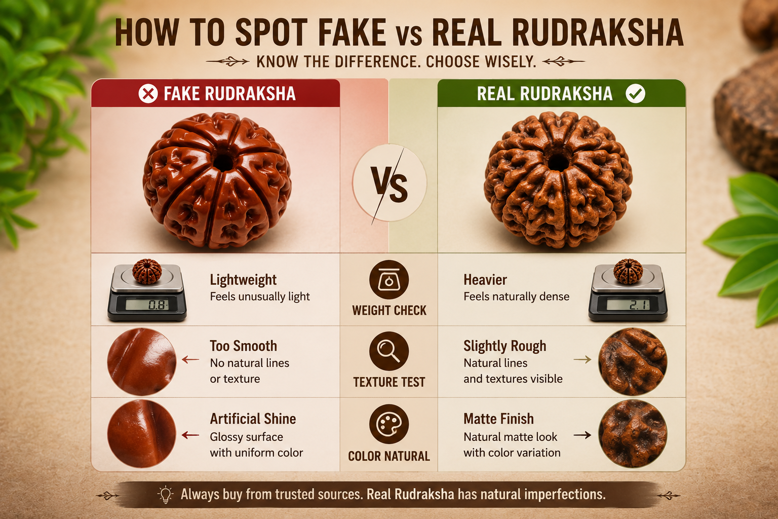 How to identify fake vs authentic rudraksha beads and bracelets